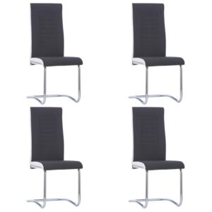 VidaXL Cantilever Dining Chairs 4 pcs Black Fabric