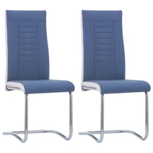 VidaXL Cantilever Dining Chairs 2 pcs Blue Fabric