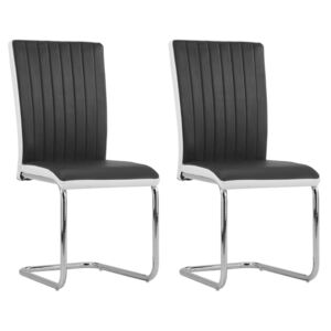 VidaXL Cantilever Dining Chairs 2 pcs Black Faux Leather