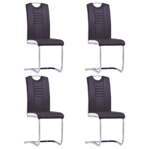 VidaXL Cantilever Dining Chairs 4 pcs Brown Faux Leather