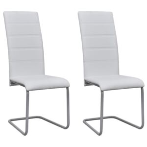 VidaXL Cantilever Dining Chairs 2 pcs White Faux Leather