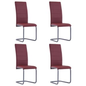 VidaXL Cantilever Dining Chairs 4 pcs Red Faux Leather