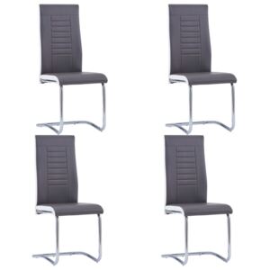 VidaXL Cantilever Dining Chairs 4 pcs Grey Faux Leather
