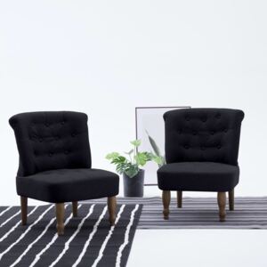 VidaXL French Chairs 2 pcs Black Fabric