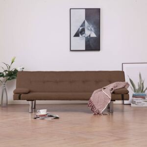 VidaXL Sofa Bed with Two Pillows Brown Fabric