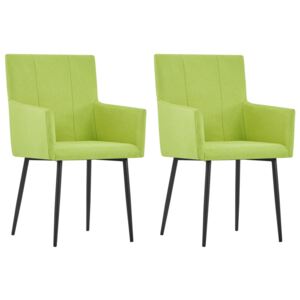 VidaXL Dining Chairs with Armrests 2 pcs Green Fabric