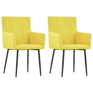 VidaXL Dining Chairs with Armrests 2 pcs Yellow Fabric