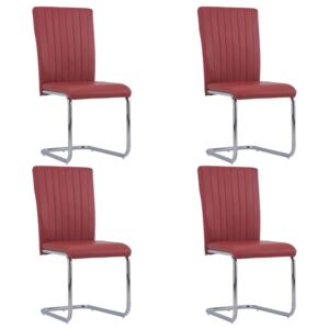 VidaXL Cantilever Dining Chairs 4 pcs Bordeaux Red Faux Leather