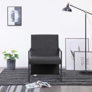VidaXL Armchair with Chrome Feet Dark Grey Fabric