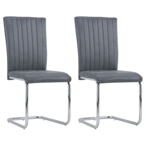 VidaXL Cantilever Dining Chairs 2 pcs Grey Faux Suede Leather