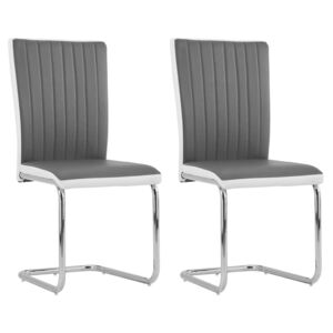 VidaXL Cantilever Dining Chairs 2 pcs Grey Faux Leather
