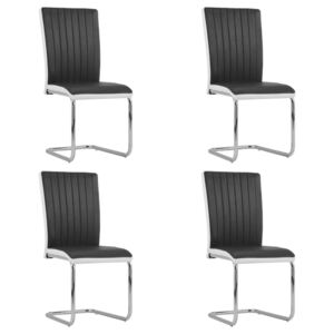 VidaXL Cantilever Dining Chairs 4 pcs Black Faux Leather