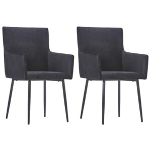 VidaXL Dining Chairs with Armrests 2 pcs Black Velvet