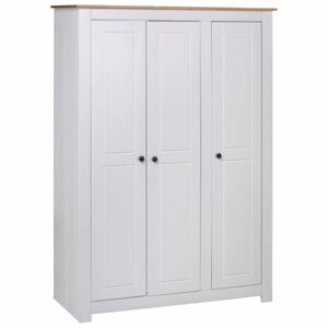 VidaXL 3-Door Wardrobe White 118x50x171.5 cm Pine Panama Range