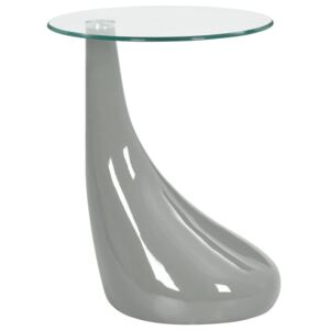 VidaXL Coffee Table with Round Glass Top High Gloss Grey