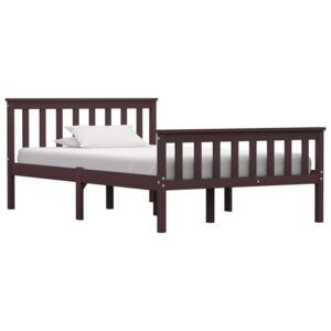VidaXL Bed Frame Dark Brown Solid Pinewood 120 x 190 cm