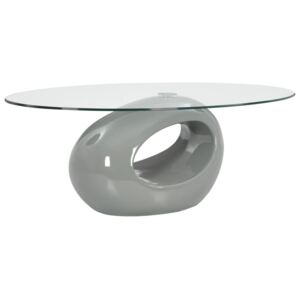 VidaXL Coffee Table with Oval Glass Top High Gloss Grey