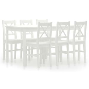 VidaXL 7 Piece Dining Set Pinewood White