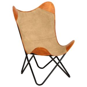 VidaXL Butterfly Chair Brown Real Leather