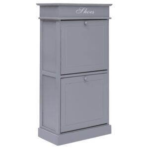 VidaXL Shoe Cabinet Grey 50x28x98 cm Paulownia Wood