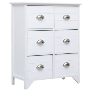 VidaXL Side Cabinet with 6 Drawers White 60x30x75 cm Paulownia Wood