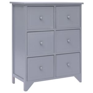 VidaXL Side Cabinet with 6 Drawers Grey 60x30x75 cm Paulownia Wood