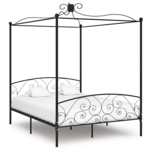 VidaXL Canopy Bed Frame Black Metal 180x200 cm