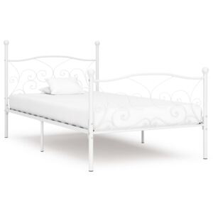 VidaXL Bed Frame with Slatted Base White Metal 100x200 cm