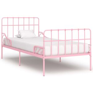VidaXL Bed Frame with Slatted Base Pink Metal 100x200 cm