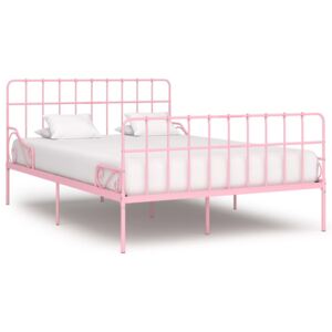 VidaXL Bed Frame with Slatted Base Pink Metal 160x200 cm