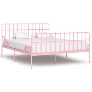 VidaXL Bed Frame with Slatted Base Pink Metal 180x200 cm