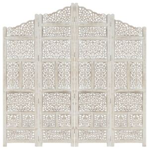 VidaXL Hand carved 4-Panel Room Divider White 160x165 cm Solid Mango Wood