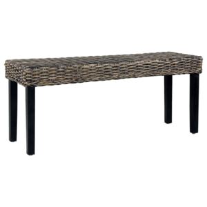 VidaXL Bench 110 cm Black Natural Kubu Rattan and Solid Mango Wood