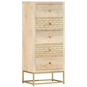 VidaXL Drawer Cabinet Gold 45x30x105 cm Solid Mango Wood
