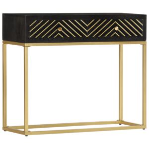 VidaXL Console Table Black and Gold 90x30x75 cm Solid Mango Wood