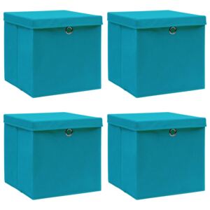 VidaXL Storage Boxes with Lids 4s pcs Baby Blue 32x32x32 cm Fabric