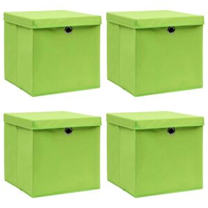 VidaXL Storage Boxes with Lids 4 pcs Green 32x32x32 cm Fabric