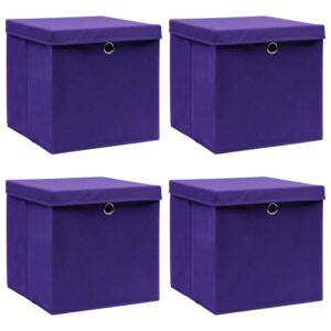 VidaXL Storage Boxes with Lids 4 pcs Purple 32x32x32 cm Fabric