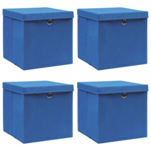 VidaXL Storage Boxes with Lids 4 pcs Blue 32x32x32 cm Fabric