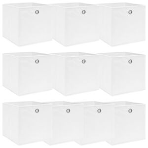 VidaXL Storage Boxes 10 pcs White 32x32x32 cm Fabric