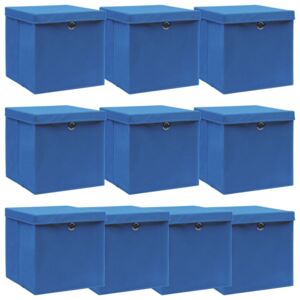 VidaXL Storage Boxes with Lids 10 pcs Blue 32x32x32 cm Fabric