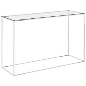 VidaXL Side Table Silver 120x40x78 cm Stainless Steel and Glass
