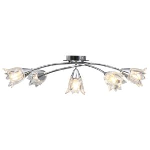 VidaXL Ceiling Lamp with Transparent Glass Shades for 5 E14 Bulbs Tulip