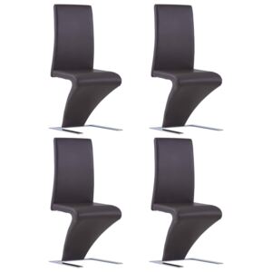 VidaXL Dining Chairs with Zigzag Shape 4 pcs Brown Faux Leather