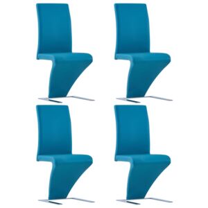 VidaXL Dining Chairs with Zigzag Shape 4 pcs Blue Faux Leather