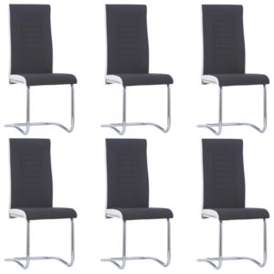 VidaXL Cantilever Dining Chairs 6 pcs Black Fabric