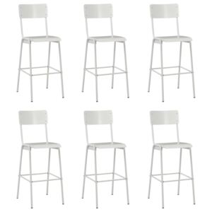 VidaXL Bar Chairs 6 pcs White Solid Plywood Steel
