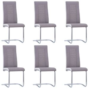 VidaXL Cantilever Dining Chairs 6 pcs Taupe Fabric