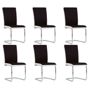 VidaXL Cantilever Dining Chairs 6 pcs Brown Faux Leather