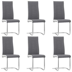 VidaXL Cantilever Dining Chairs 6 pcs Dark Grey Fabric